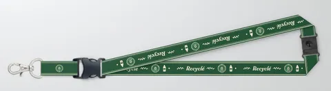Tour de cou 25 mm RPET — boucle détachable + clip de sécurité